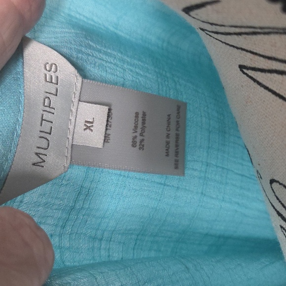 Multiples Turquoise Tunic with Ruffle & Button Detail XL - Picture 3 of 4